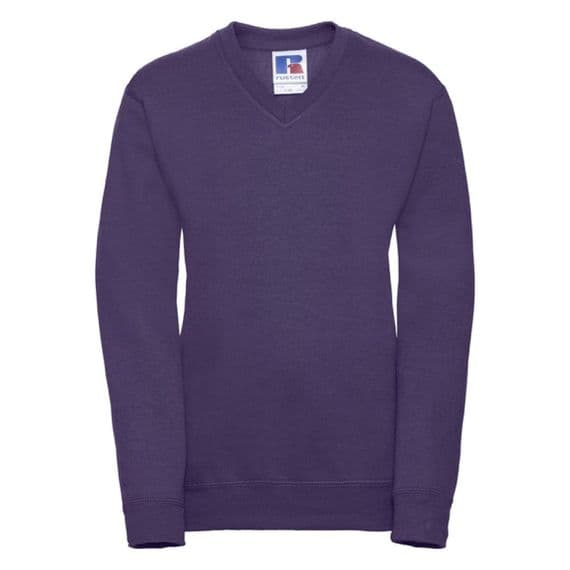 NEWTON PARK NURSERY SCHOOL PURPLE V-NECK SWEATSHIRT WITH LOGO