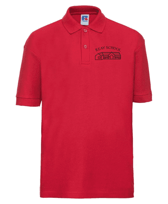 REAY PRIMARY SCHOOL BRIGHT RED POLO SHIRT WITH EMBROIDERED LOGO