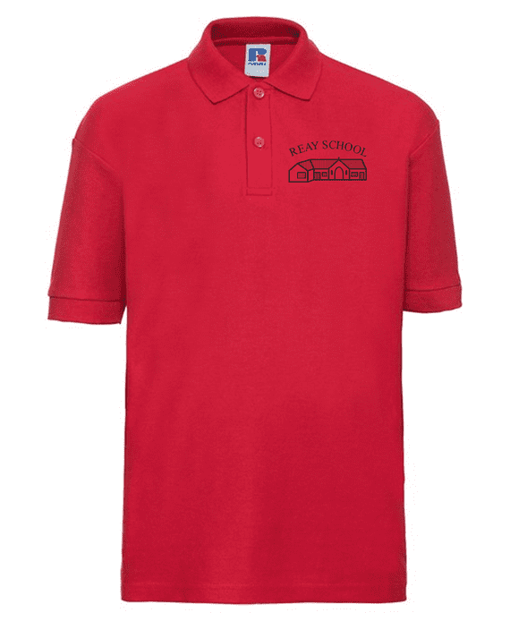 REAY PRIMARY SCHOOL BRIGHT RED POLO SHIRT WITH EMBROIDERED LOGO