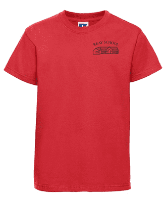 REAY PRIMARY SCHOOL BRIGHT RED  T- SHIRT WITH LOGO