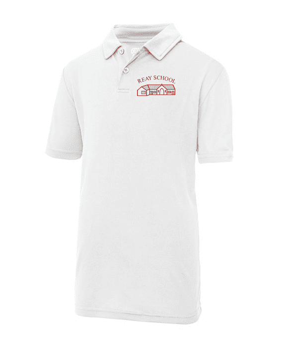 REAY PRIMARY SCHOOL WHITE COOL POLO SHIRT WITH LOGO