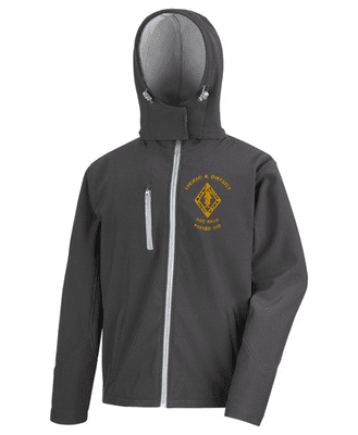 THURSO & DISTRICT PIPE BAND HOODED SOFTSHELL JACKET  WITH EMBROIDERED LOGO