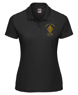 THURSO & DISTRICT PIPE BAND LADIES POLO SHIRT WITH EMBROIDERED LOGO