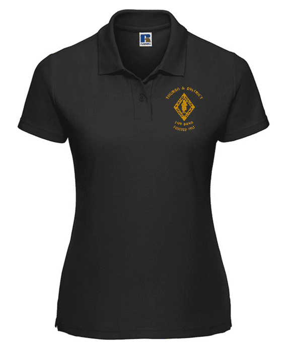 THURSO & DISTRICT PIPE BAND LADIES POLO SHIRT WITH EMBROIDERED LOGO