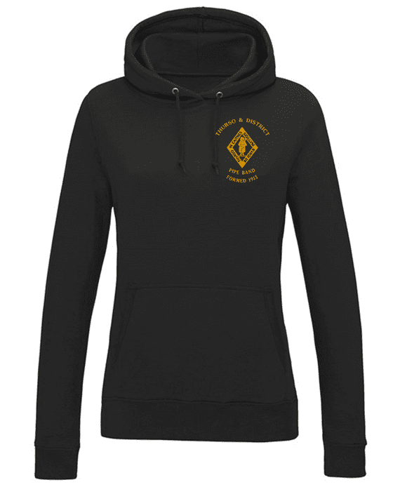 THURSO & DISTRICT PIPE BAND WOMENS PULL OVER HOODIE WITH EMBROIDERED LOGO