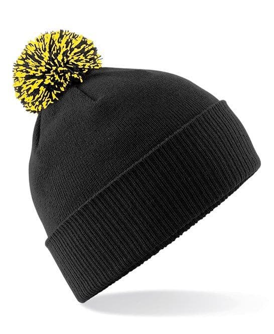 Thurso Hockey Club Pom Pom Hat Black & Yellow with Embroidered Logo