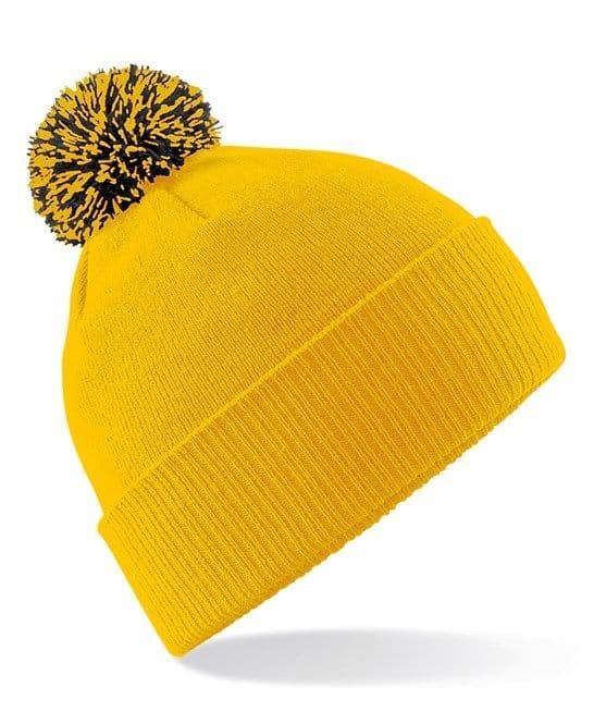 Thurso Hockey Club Pom Pom Hat Gold & Black with Embroidered Logo