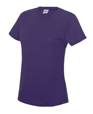 THURSO NETBALL CLUB JUNIORS GIRLS FITTED PURPLE COOL T- SHIRT WITH LOGO