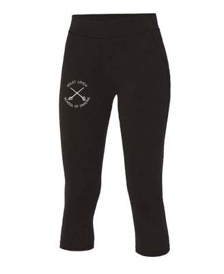 VIOLET LEITCH SCHOOL OF DANCE ADULT COOL CAPRI BLACK  WITH RIGHT LEG LOGO