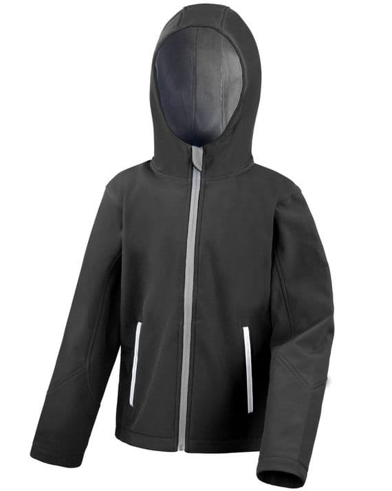 WICK ACADEMY JUNIOR BLACK HOODED SOFTSHELL JACKET