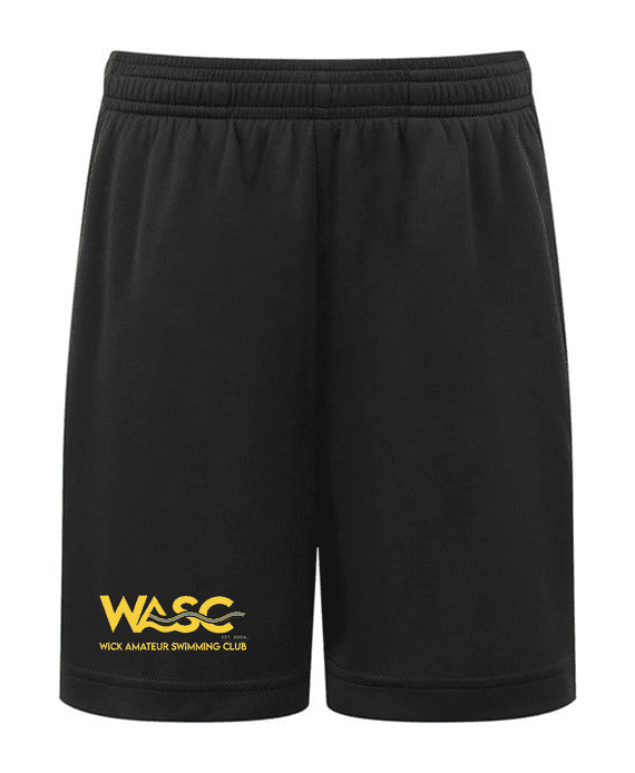 Wick Amateur Swimming Club Kid's Black Shorts with Right Leg Heat Seal