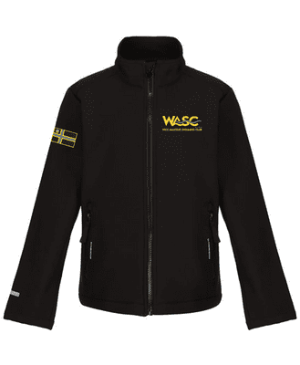 Wick Amateur Swimming Club Kids Black Softshell Jacket with Left Breast & Right Arm Heat seal