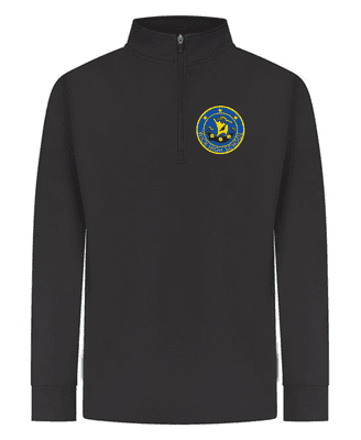 Wick High School 1/4 Zip Black Tracksuit Top with left breast embroidery