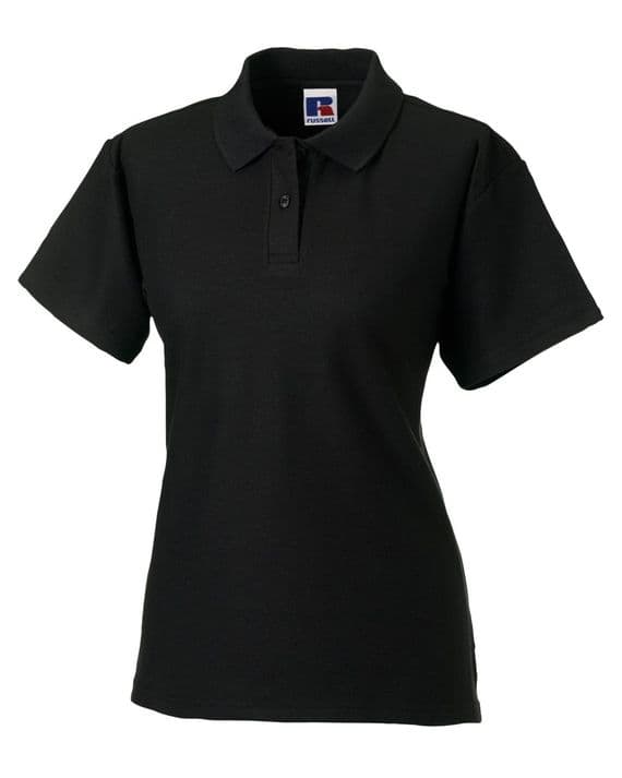 WICK HIGH SCHOOL BLACK LADIES FITTED POLO SHIRT WITH EMBROIDERED LOGO
