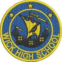 WICK HIGH SCHOOL BLACK PULL OVER HOODIE WITH EMBROIDERED LOGO
