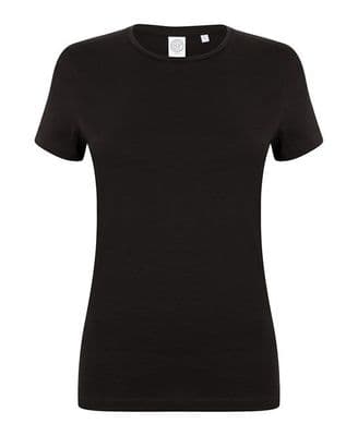 WICK HIGH SCHOOL LADIES BLACK FEEL GOOD FITTED T-SHIRT WITH HEAT SEALED  LOGO