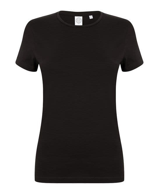 WICK HIGH SCHOOL LADIES BLACK FEEL GOOD FITTED T-SHIRT WITH HEAT SEALED  LOGO