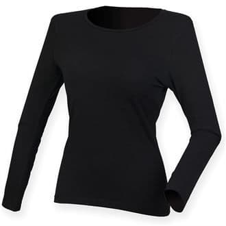 WICK HIGH SCHOOL WOMENS FEEL GOOD BLACK LONG SLEEVED STRETCH T-SHIRT WITH PRINT LOGO