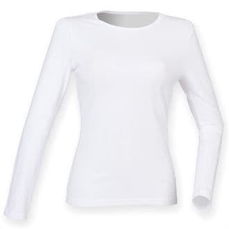 WICK HIGH SCHOOL WOMENS FEEL GOOD WHITE  LONG SLEEVED STRETCH T-SHIRT WITH PRINT LOGO