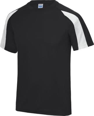 WICK JUNIOR BADMINTON CLUB BLACK/ARTIC WHITE COOL CONTRAST T-SHIRT WITH HEAT SEALS