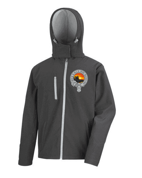 WICK RBLS PIPE BAND HOODED SOFTSHELL JACKET  WITH EMBROIDERED LOGO