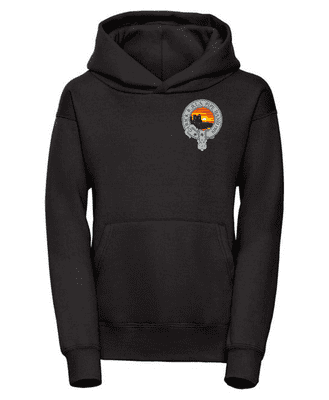 WICK RBLS PIPE BAND KIDS PULLOVER HOODIE BLACK WITH EMBROIDERED LOGO