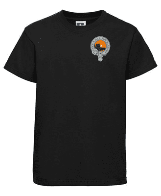 WICK RBLS PIPE BAND KIDS T-SHIRT BLACK WITH EMBROIDERED LOGO