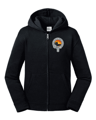 WICK RBLS PIPE BAND KIDS ZIPPED HOODIE BLACK WITH EMBROIDERED LOGO