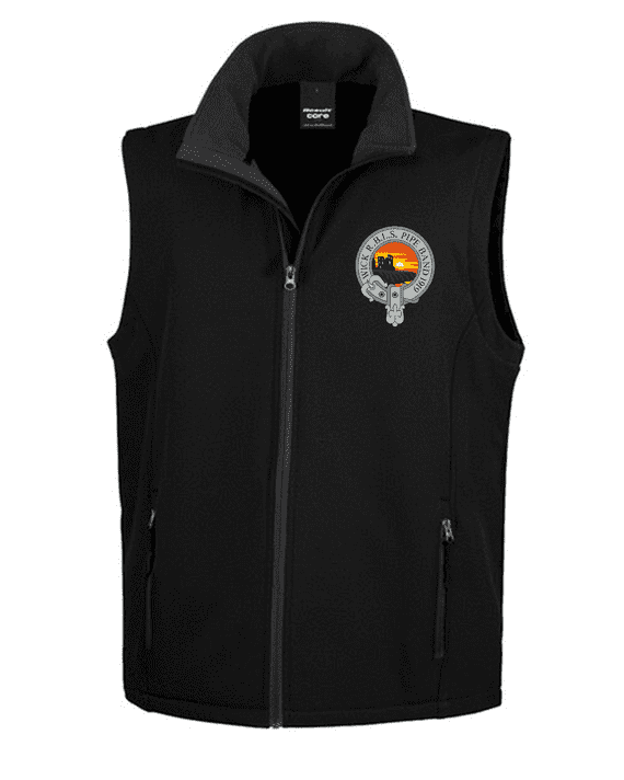 WICK RBLS PIPE BAND  MENS SOFTSHELL BODYWARMER WITH EMBROIDERED LOGO