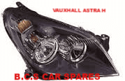 ASTRA MK 5 HEADLIGHT O/S. BLACK TYPE DRIVER SIDE. 2006+. NEW