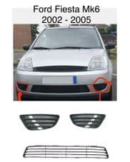 FORD FIESTA MK 6 GRILLS IN FRONT BUMPER NEW 2002 - 2005.
