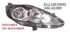 FORD FIESTA MK 7 HEADLIGHT / LAMP 2008+ DRIVERS SIDE O/S ( BLACK TYPE )
