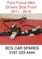 FORD FOCUS Mk 5. 2011 - 2015. Drivers Side. WINDOW REGULATOR inc ELECTRIC MOTOR USED (1)