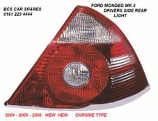 FORD MONDEO MK 3 DRIVERS SIDE REAR LIGHT CHROME TYPE O/S NEW 2004 - 2005 - 2006