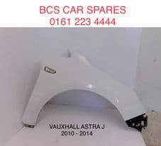 VAUXHALL ASTRA J. WHITE. FRONT WING DRIVERS SIDE O/S WHITE.