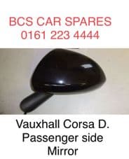 VAUXHALL CORSA 2010 - 2013 ELECTRIC MIRROR PASSENGER BLACK