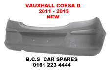 VAUXHALL CORSA  D    MK 3  REAR BUMPER  FACELIFT   "3 DOOR MODEL  ONLY"      NEW     2011 - 2012 - 2013 - 2014     ( IN PRIMER )