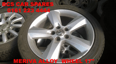 VAUXHALL MERIVA ALLOY WHEEL 17" INC TYRE 5 SPOKE TYPE