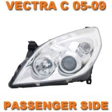 VAUXHALL VECTRA MK 3 N/S HEADLIGHT / LAMP. 2006+ PASSENGER SIDE ( CHROME TYPE )