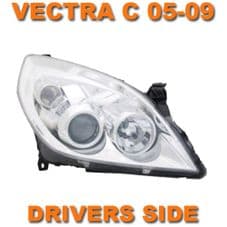 VAUXHALL VECTRA MK 3 O/S HEADLIGHT / LAMP. 2006+ DRIVERS SIDE ( CHROME TYPE )