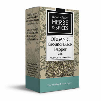 Infinity Foods Organic Black Pepper Ground 6 x 25g