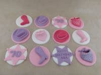 12  Cowgirl Theme Cupcake Toppers