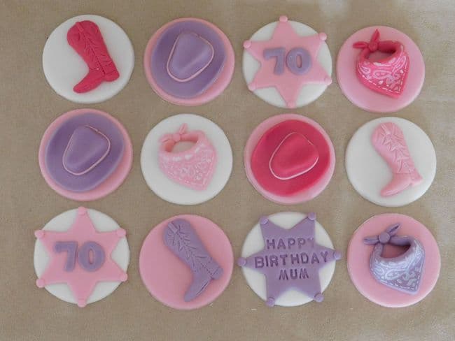 12  Cowgirl Theme Cupcake Toppers