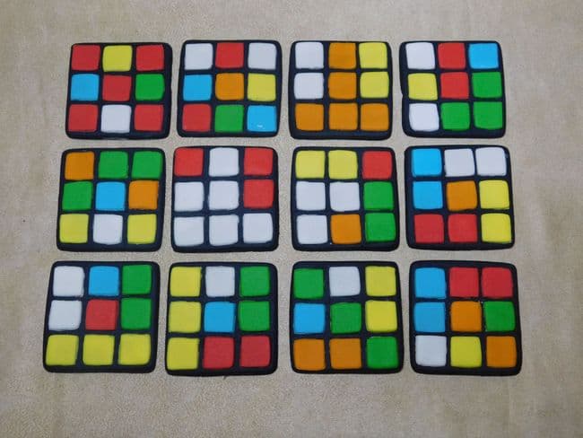 12 Rubiks Cube Theme Cupcake Toppers