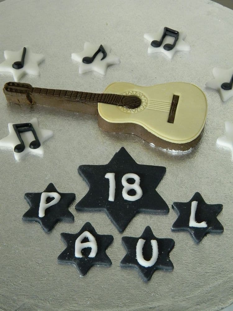 Acoustic Guitar Cake Topper, Music Notes Name & Number