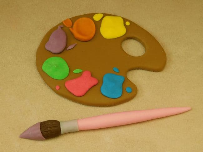Artist Paint Palette & Paintbrush Cake Toppers