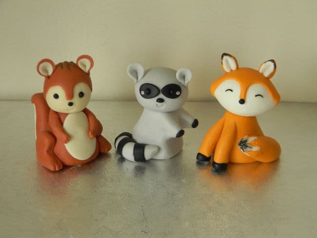 Fox, Raccoon & Squirrel Cake Toppers