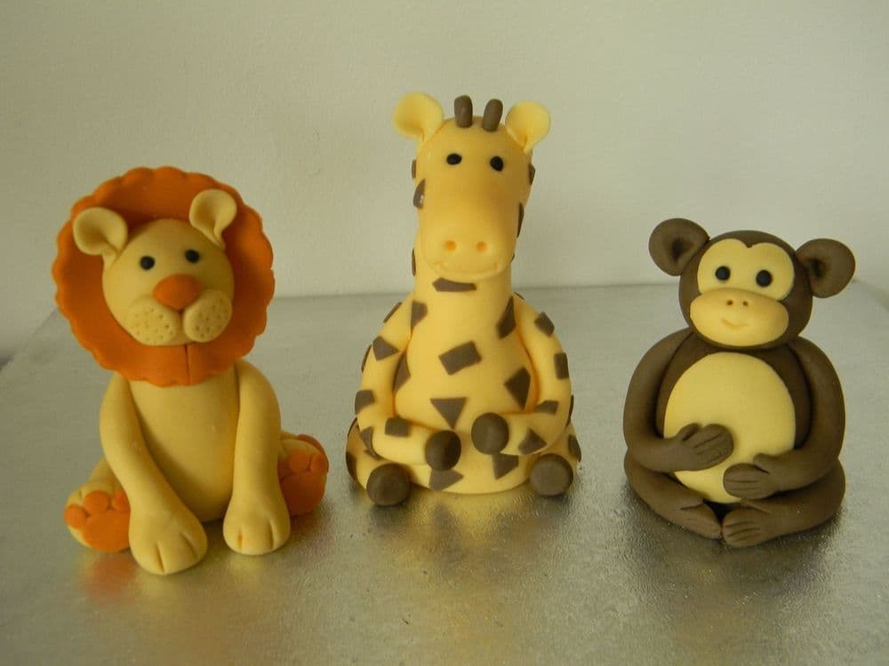 Jungle Animals Lion, Monkey & Giraffe Cake Toppers