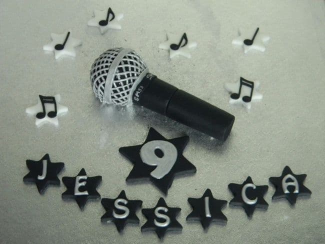 Microphone Cake Topper, Music Notes Name & Number