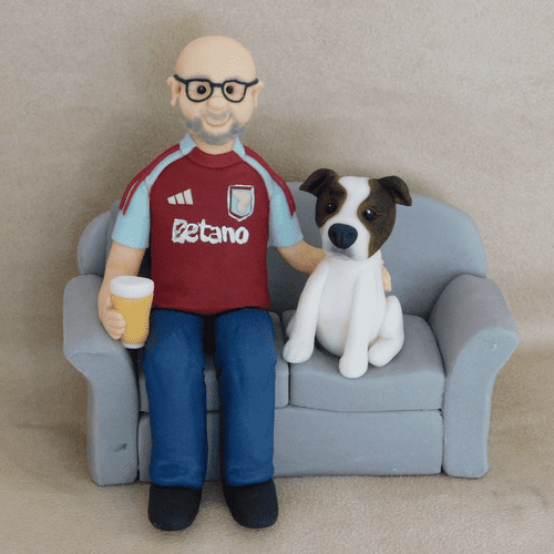 Person & dog on Sofa Cake Topper